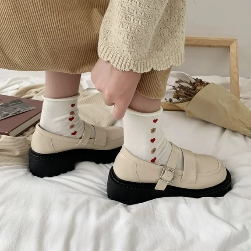 Ladies Summer Footwear Gothic Cute Mary Jane Shoes for Women 2023 Kawaii with Medium Heels Japanese Style Lolita Black Platform