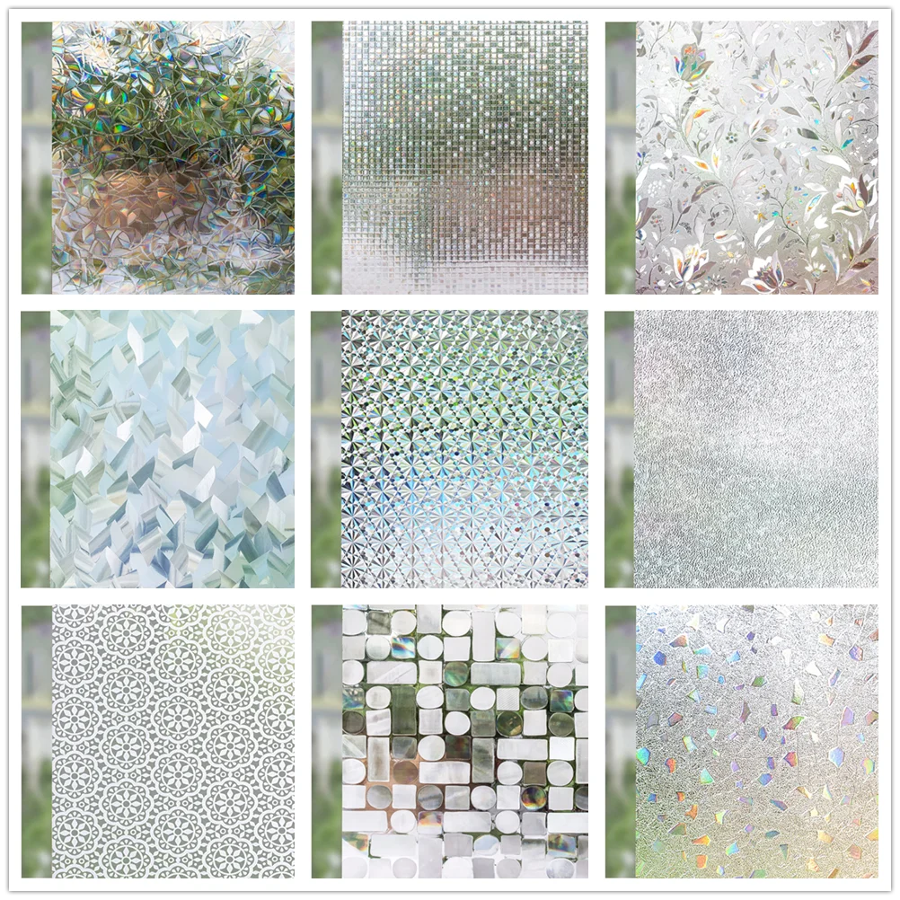 Privacy Window 2025 Film No Glue new 3D Glass Sticker for Home Office Static Anti-UV Window Paper Decorative Window Covering for Bathroom