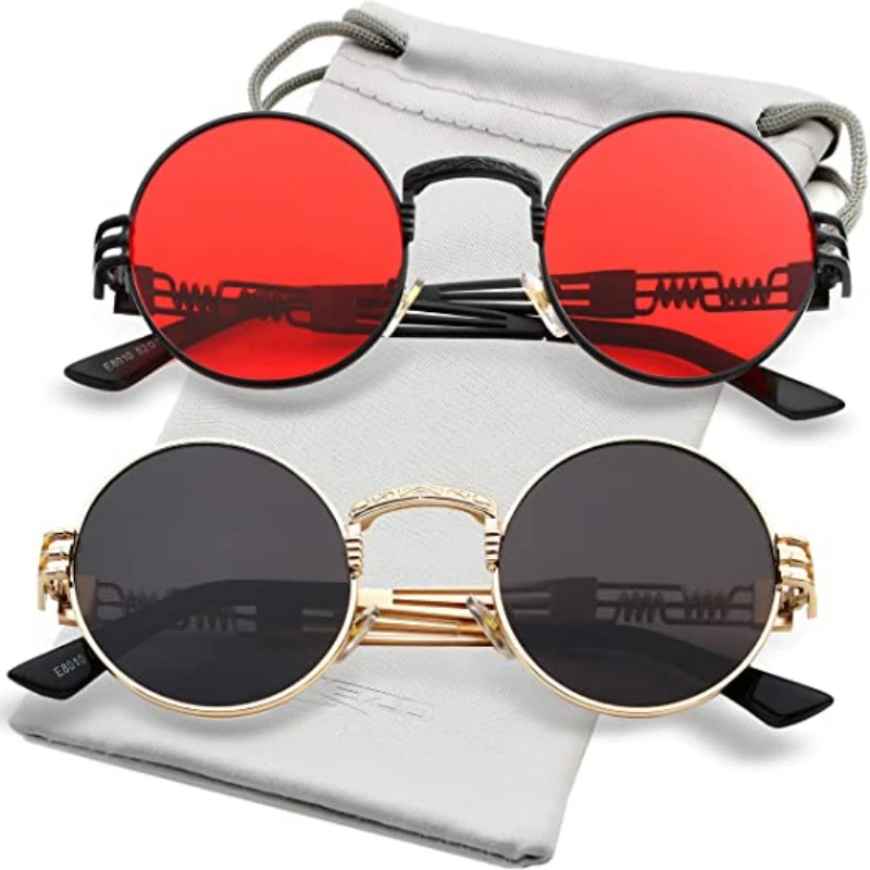 2023 Classic Steampunk Glasses Women Sunglasses Metal Luxury Brand Design Men Eyeglasses Vintage Women Sun Glasses Mirror Uv400