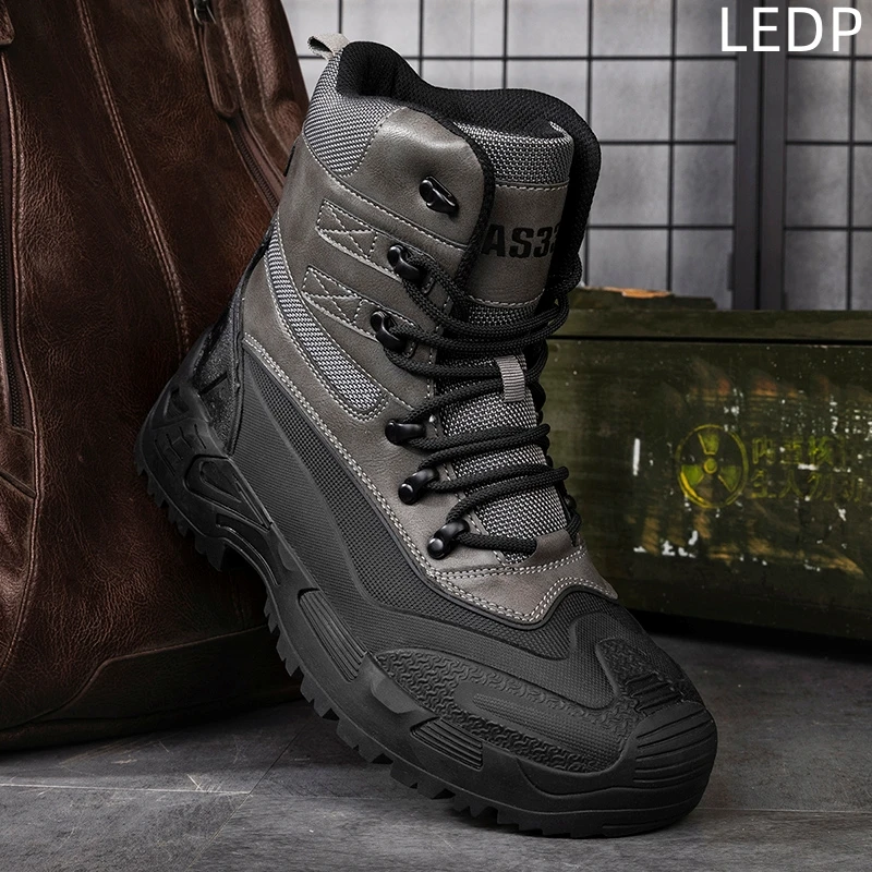 Men's Large Size Outdoor Field Training Hiking Military Boots High-top Hiking Outdoor Wear-resistant Comfortable Breathable