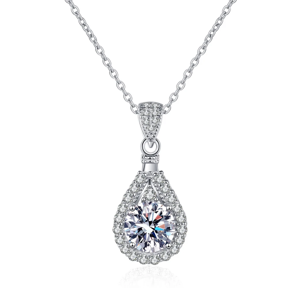 KNOBSPIN D VVS1 Moissanite Pandent Necklace for Woman Wedding Jewely with GRA new 2025 Sterling Sliver Plated white Gold Necklace