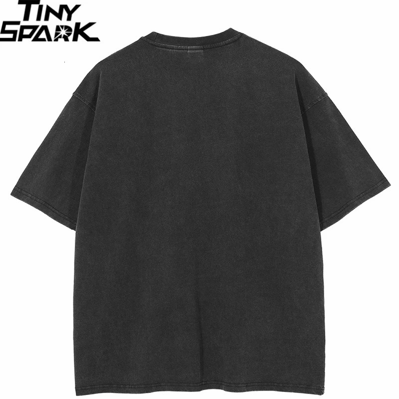 Men Washed Black T-Shirt Harajuku Streetwear Red Face Graphic T Shirt Cotton Vintage Tshirt Hipster Tops Tee Unisex Y2K 240321