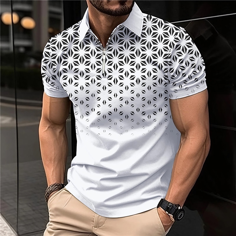 2023 Men'S Zip Polo Shirts Quick Dry Clothing Fashions Classic Breathable Short Sleeve Tee Outdoor Man Oversized Casual Blouse