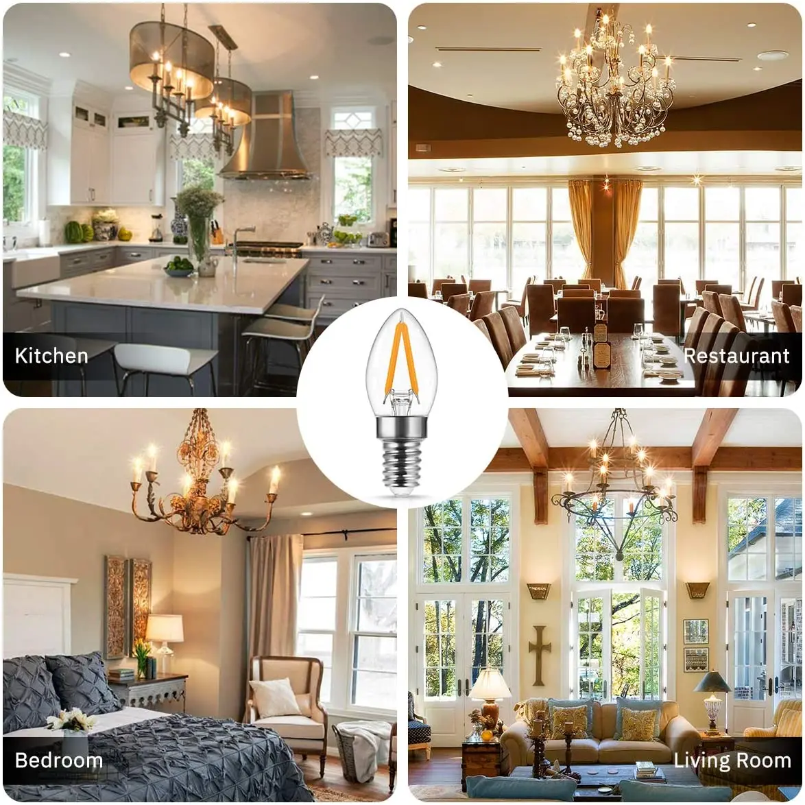 C7 LED Filament Bulbs 1W E12 E14 Mini Candle Light Night Dimmable 110V 220V Warm White 2200K Lava Lamp Replacement Ampoule