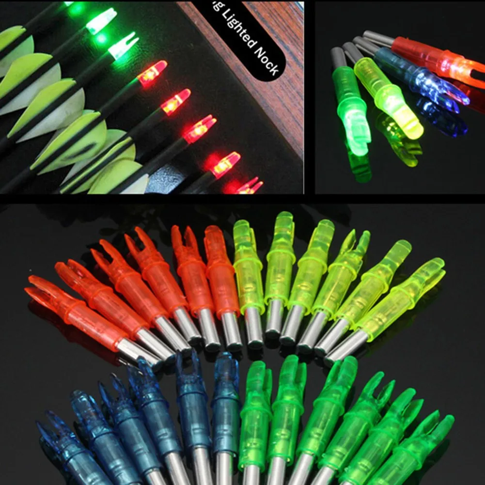 12pcs LED Arrow Nock Tail Multicolor 48 Hours Lighted Nocks 6.2mm Light Weight For Light Accessories
