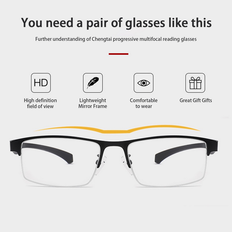 TR90 Titanium Multifocal Reading Glasses Progressive Bifocal Anti Blue Light Eyewear Men Women UV Protect Presbyopic Glasses