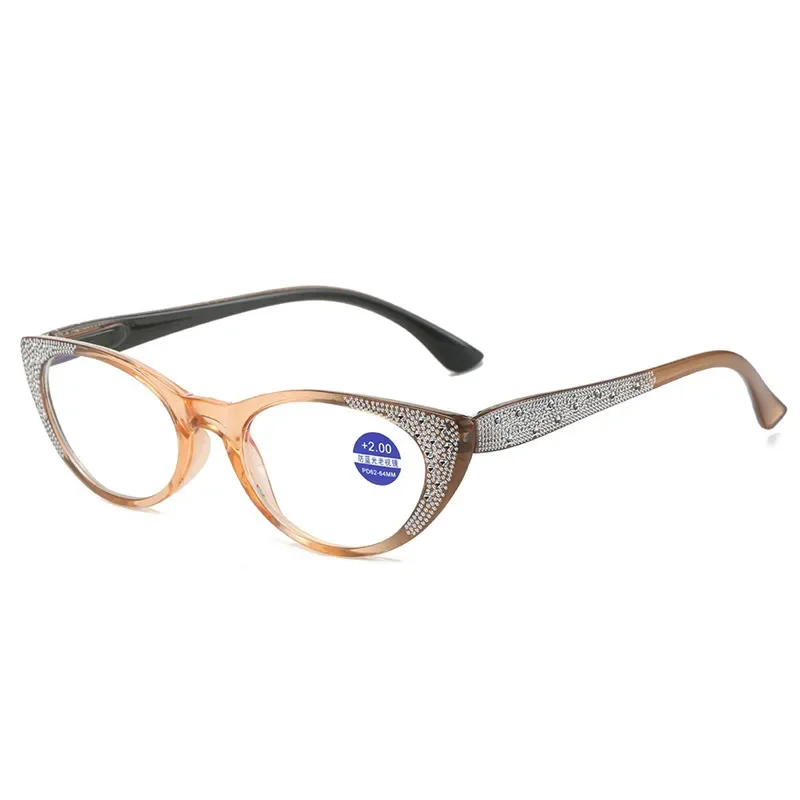 New Vintage Diamond Cat Eye Reading Glasses Women Anti Blue Light Presbyopic Glasses Diopter +1.0 1.5 2.0 2.5 3.0 3.5 4.0