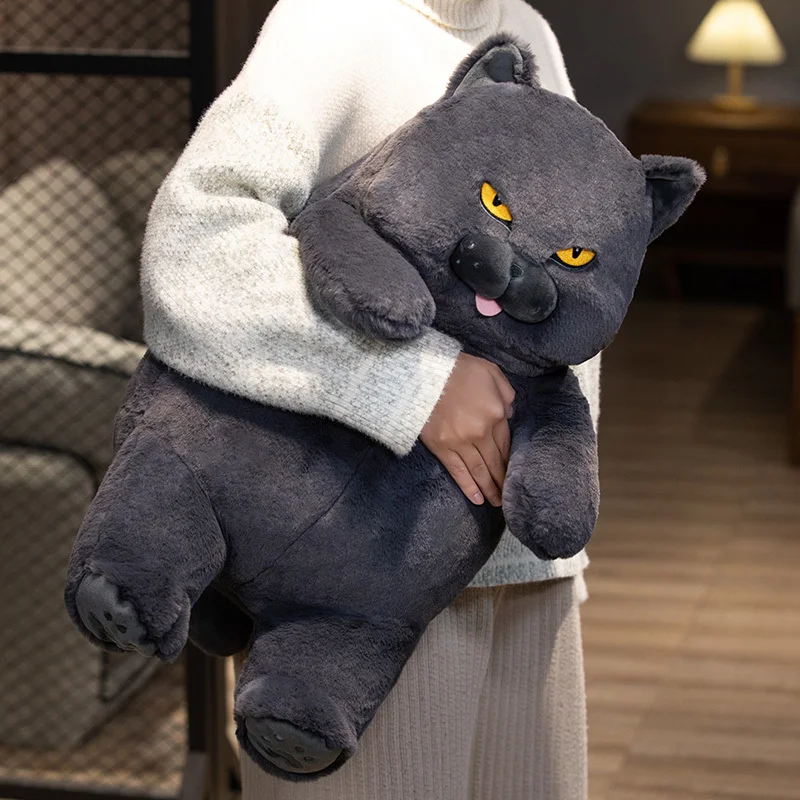 Fat Cat 2025 Plush Stuffed Animals Toy Lifelike Black Cat Toy for Boys and new Girls Children Xmas Birthday Gift
