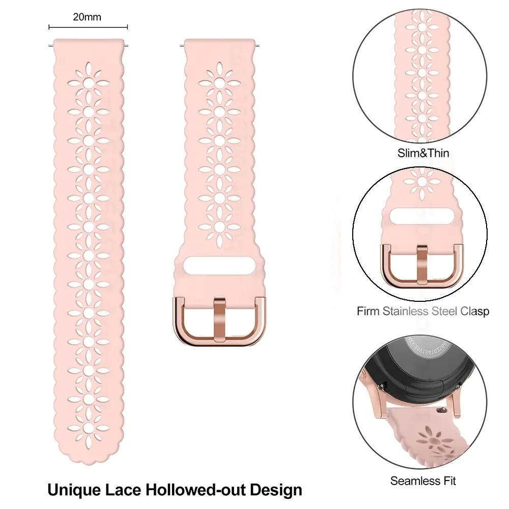 Hot 20mm Silicone Lace Border WatchStrap For Huami Amazfit GTS 4 Mini 3 2e /GTS4 GTS Amazfit Bip 3/U pro GTR 42mm Bracelet Band
