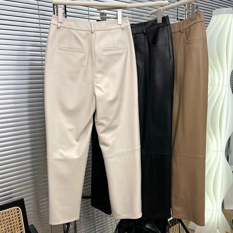 2023 2025 Women's Natural Sheepskin Leather Trousers 100% Sheepskin Genuine new Leather pants H304