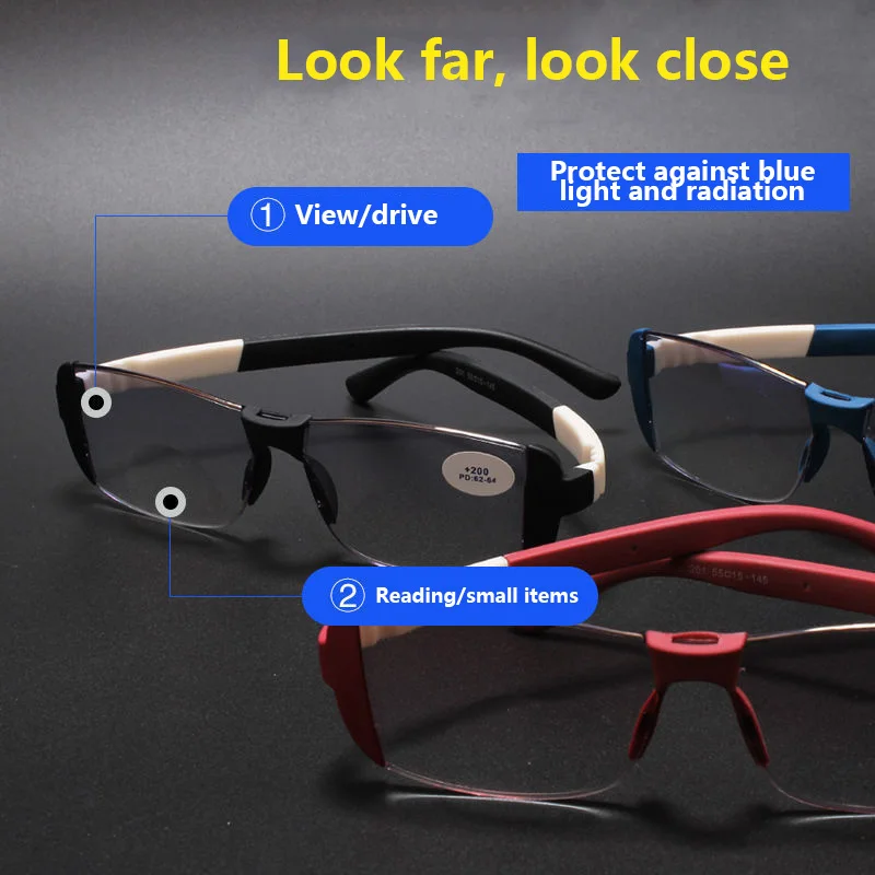 Unisex Anti-blue Light Anti-fatigue Magnetic Bifocal Glasses Far and Near Eyeglasses Portable Ultra-light Eyewear +1.0 To +4.0