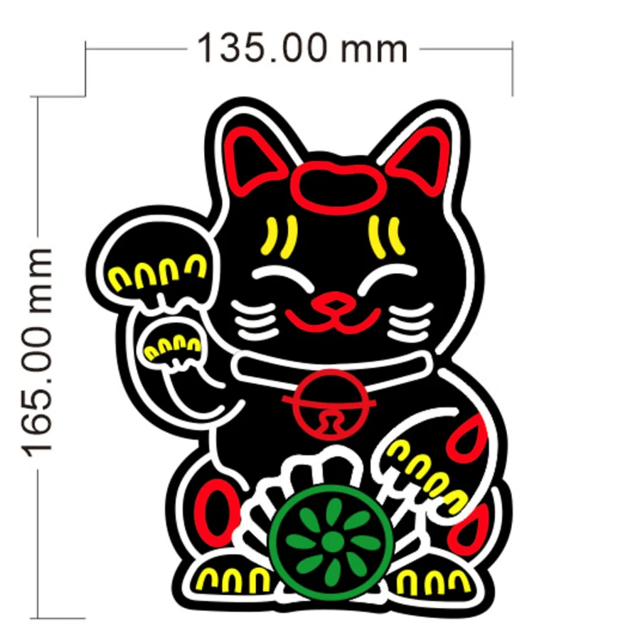 Lucky Turbo Cat Led Licht Raam Sticker Jdm Night Glow Windscherm Sticker Versieren Auto Accessoires Lichtbord Persoonlijkheid
