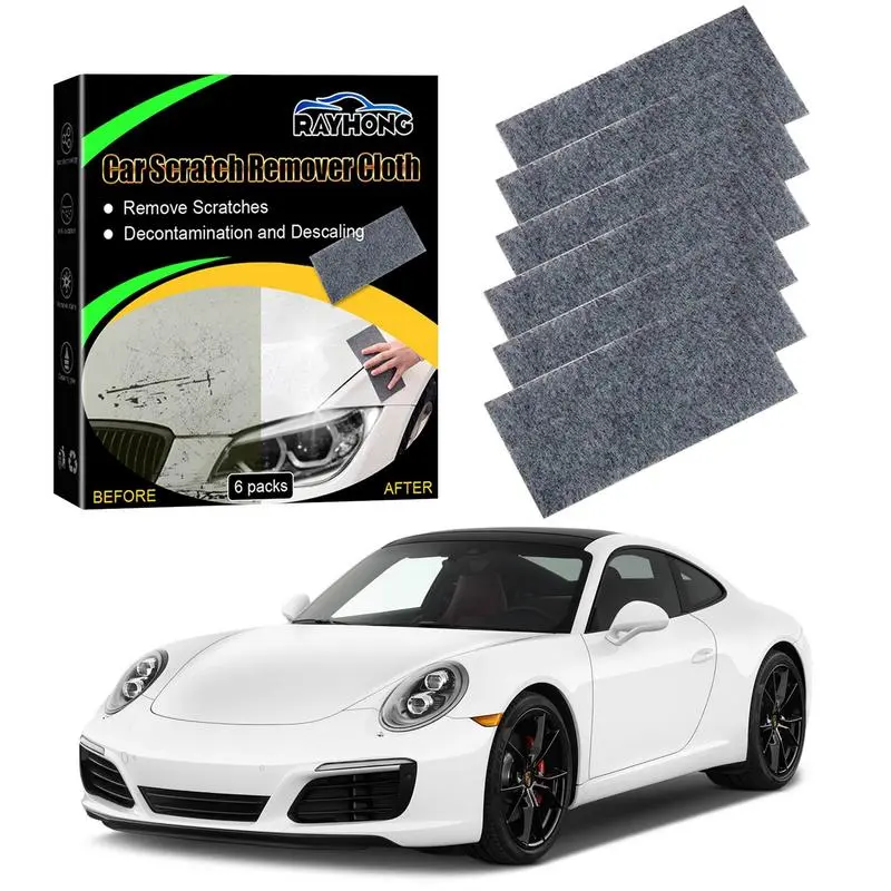 6 Pack Nano Sparkle Cloth 2025 Car Scratch Repair Cloth or Universal Metal new Surface Polishing Anti-Scratch Spray Stubborn Stain Repair