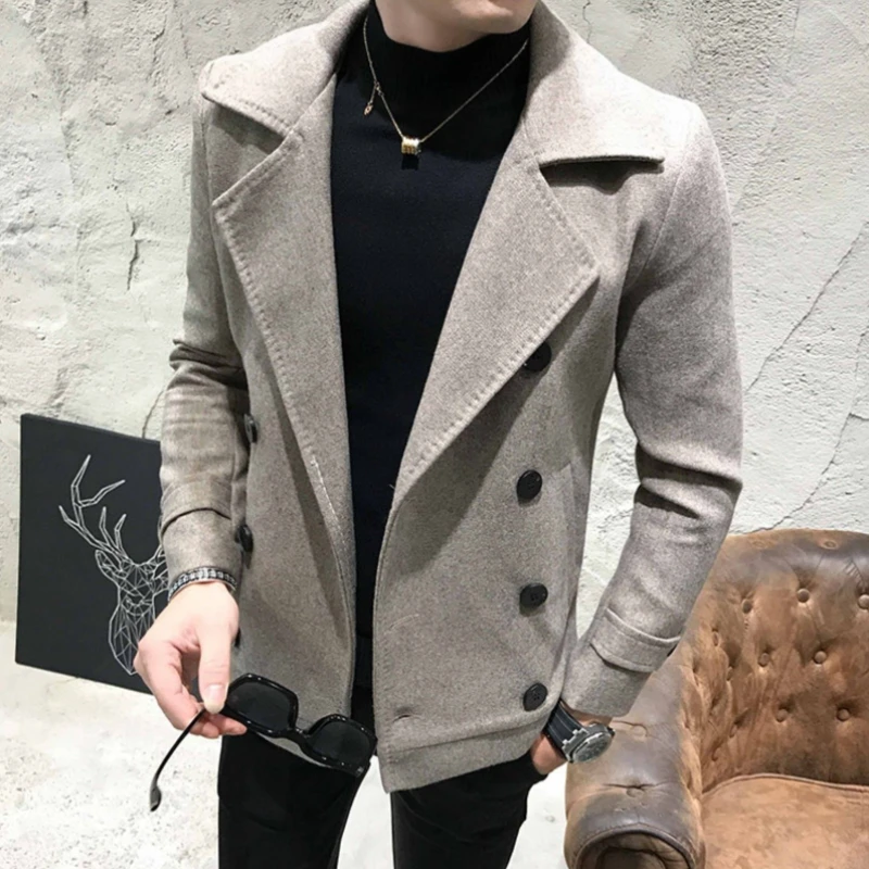 2023 Brand Clothing Men High Quality Leisure new Solid Woolen 2025 Cloth Coat/Male Slim Fit Winter Keep Warm Woolen Cloth Coats Cothing