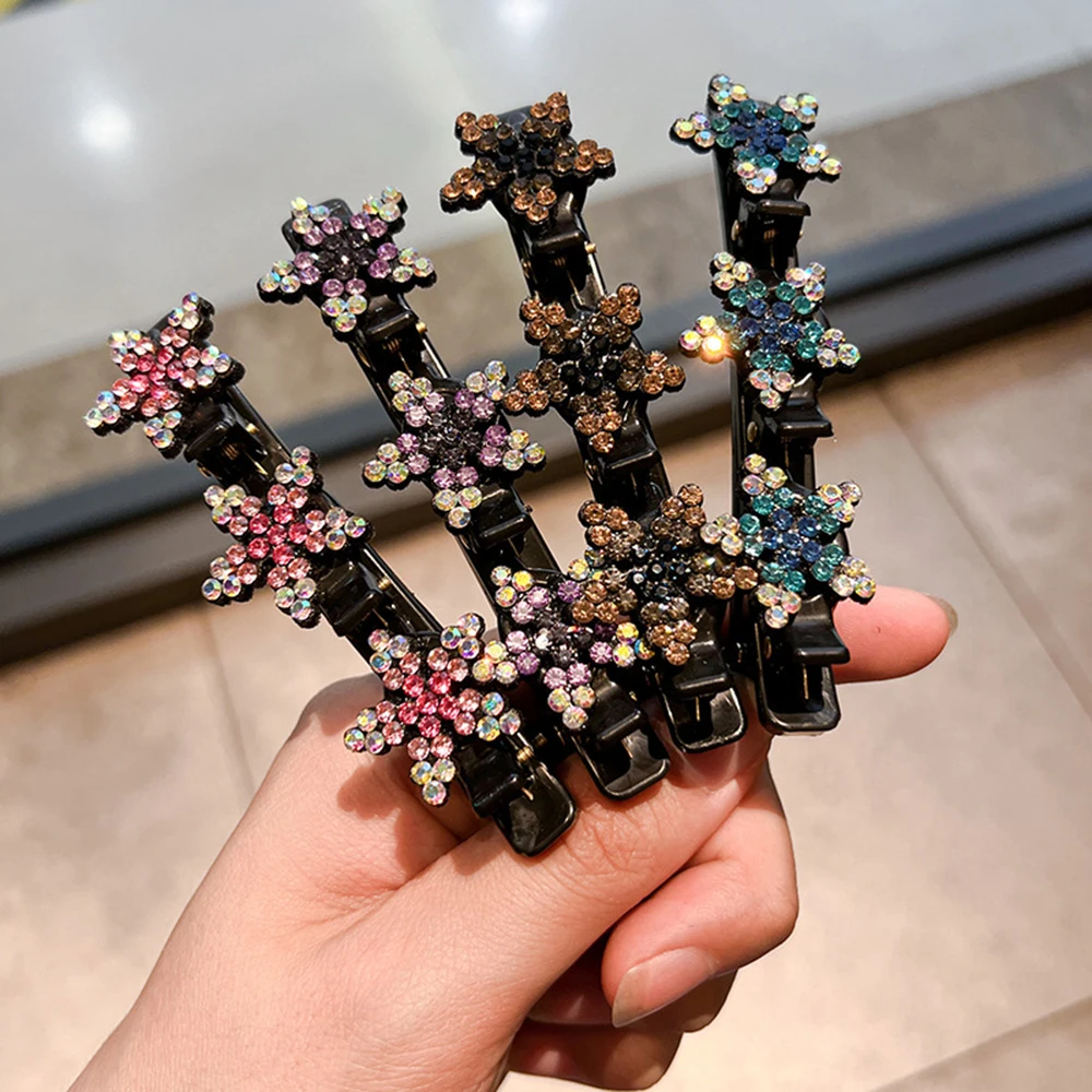 Acrylic 2025 Crystal Flowers Hair Clip Hairpin For Women Girls Rhinestones Bangs Side new Barrettes Braiding Headwear Hair Accessories