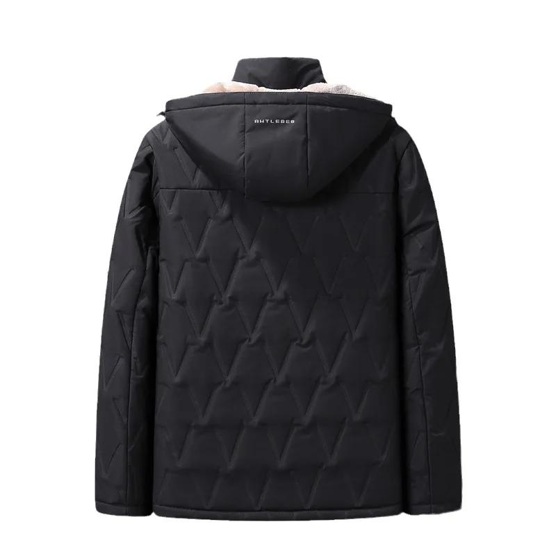 Warm Fleece Winter Jacket For Men New Plus Size hooded Parka Lamb Wool Thick Outerwear 2025 Oversize new with fur Jacket Padded Coat