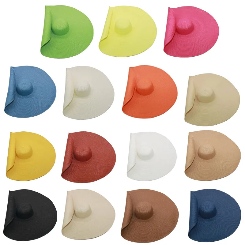 Summer 2025 Foldable Portable Oversized Sun Hat For Women Elegant 70cm Diameter Large Wide Brim new Straw Hat Multicolor Gorras Beach Cap