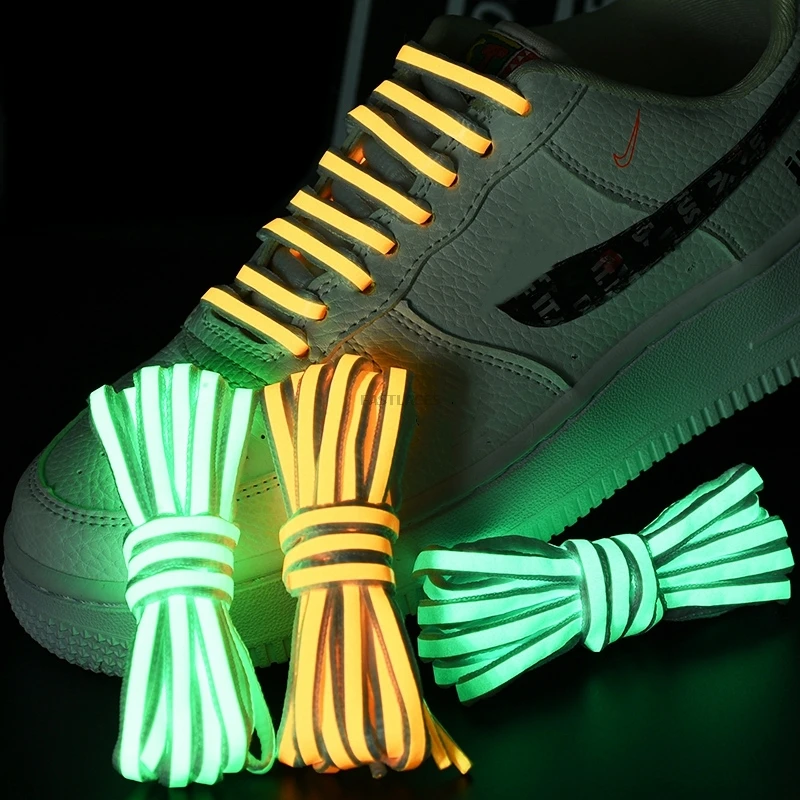 Luminous Shoelaces Fluorescent Shoe laces Glow In The Dark Night Semicircle Shoelace Sneakers Laces Shoes Luminous bracelet gift