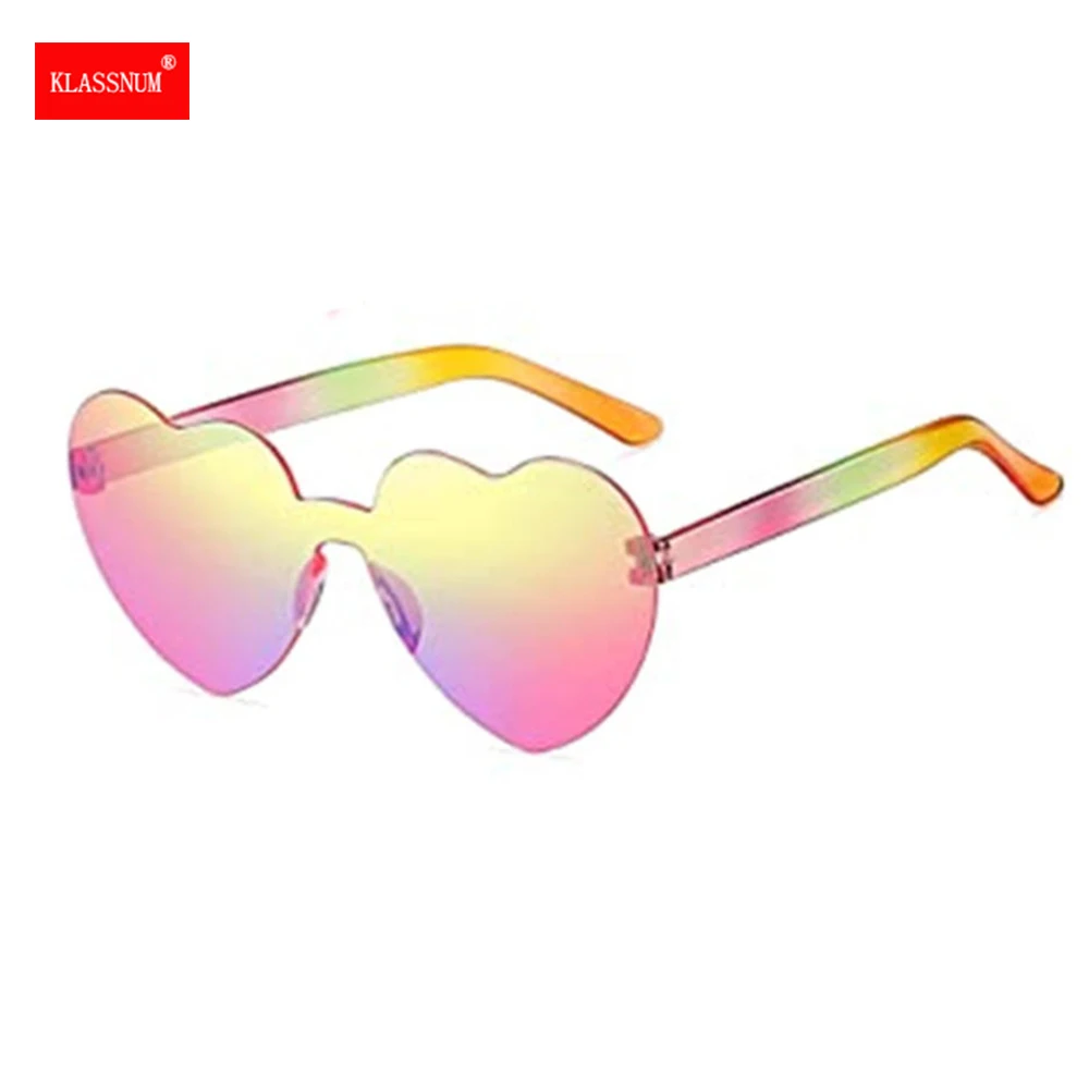 KLASSNUM Color Lens Heart Sunglasses Woman Love new Transparent Eyewear 2025 2023 Party Favor Glasses New Design Eyeglasses UV400 Eyewear