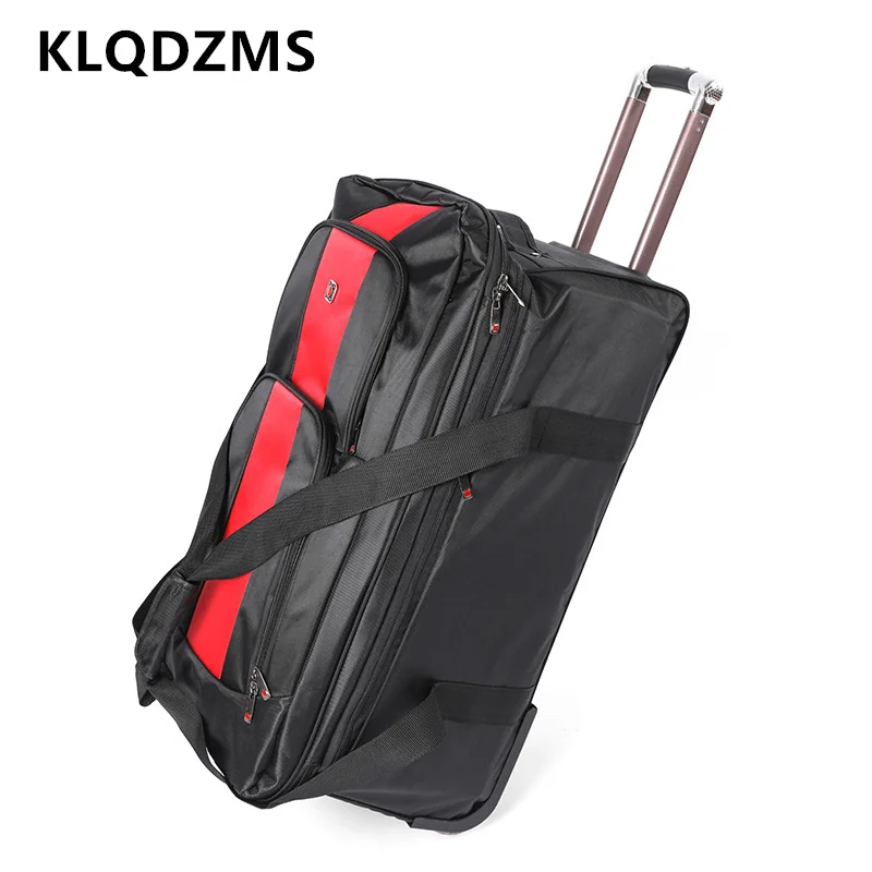High-quality KLQDZMS Universal 28"30"Inch Trolley Suitcase Large Capacity Folding Hand Lage with Wheels Rolling Travel Bag smile