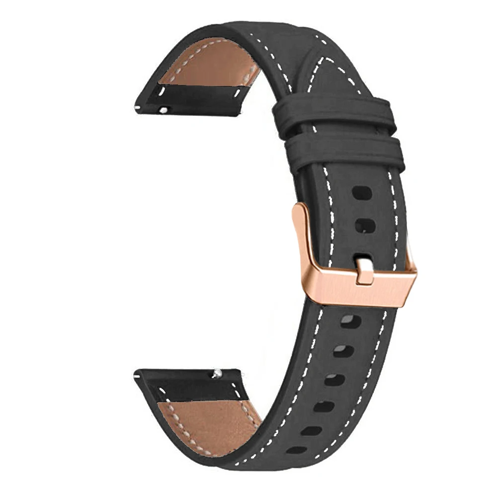 Vivoactive 4S 3S Leather Smart Watch Strap For Garmin Venu 2S/Rey/Forerunner 265S 255S Wristbands Rose Gold Buckle 18mm Bracelet