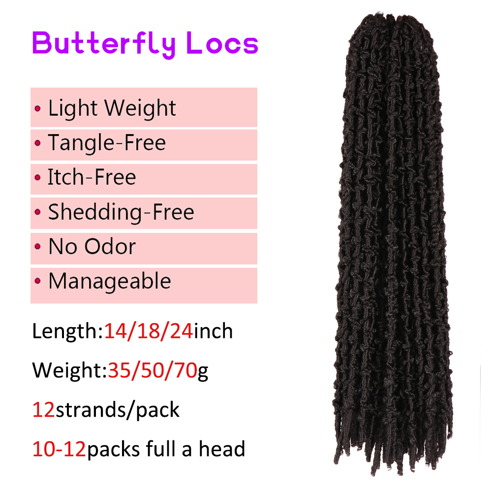Dansama Synthetic 18inch Butterfly Locs Crochet Hair Soft Locs Crochet Braids Handmade Distressed Faux Locs Hair Extension