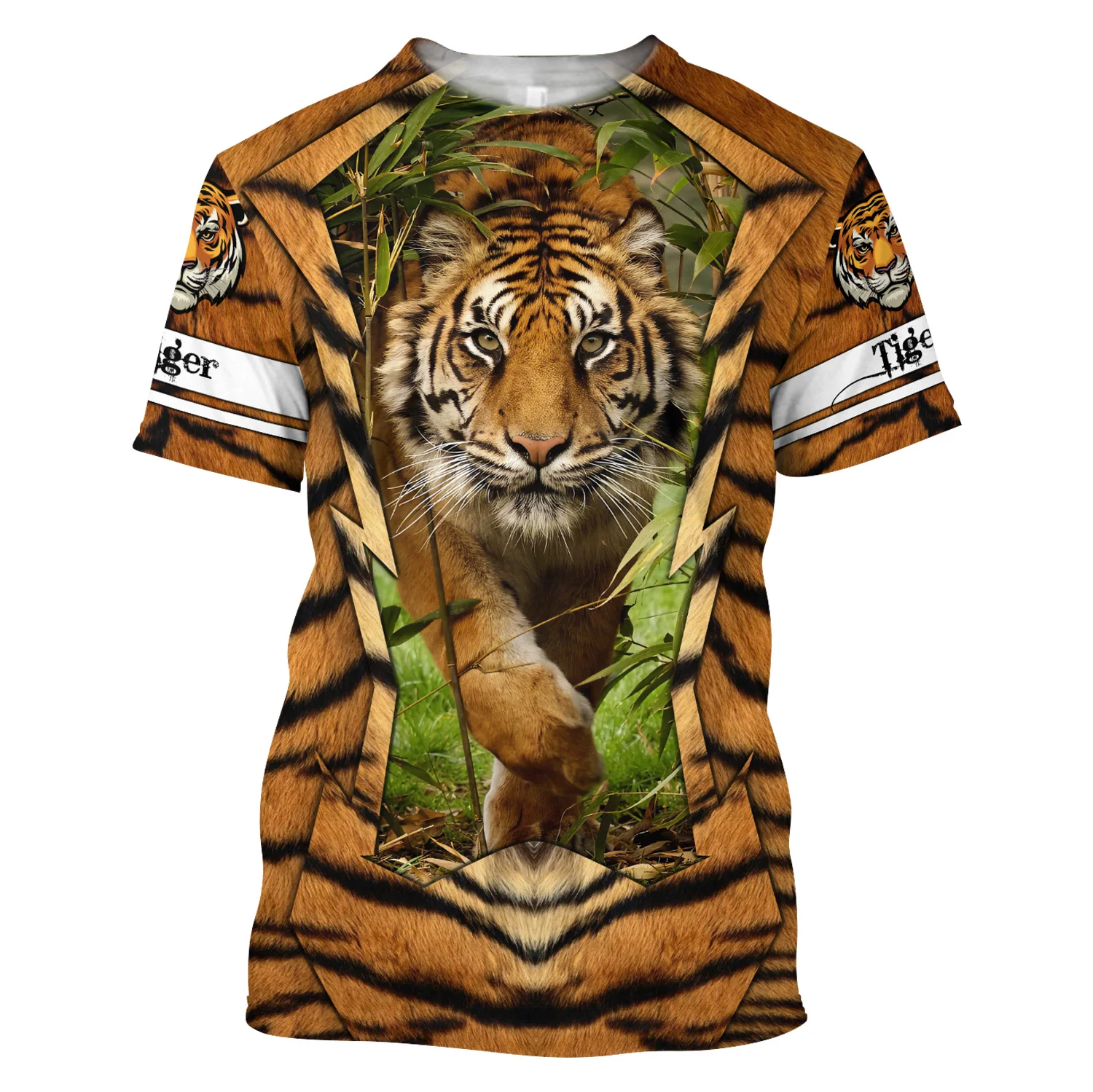 3D Tiger Print T Shirt For Men 2025 Boutique Animal Graphic T-Shirts Summer Trend Haruku Oversized new Short Sleeve Leisure O-neck Tops