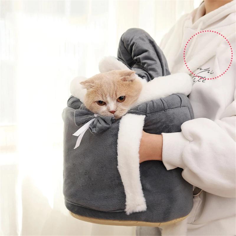 Update Cat Carriers Outdoor Backpack Winter Warm Soft Plush Carrier Bag Puppy Kitten Travel Chest Breathable Portable Backpacks Pet Supplies
