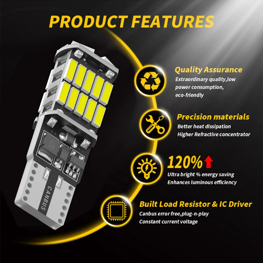 2/10pcs LED T15 W16W 921 2025 T10 W5W Car LED Light Canbus No new Error For Vehicle Bright 4014SMD Interior Dome Bulb Reverse Signal Lamp