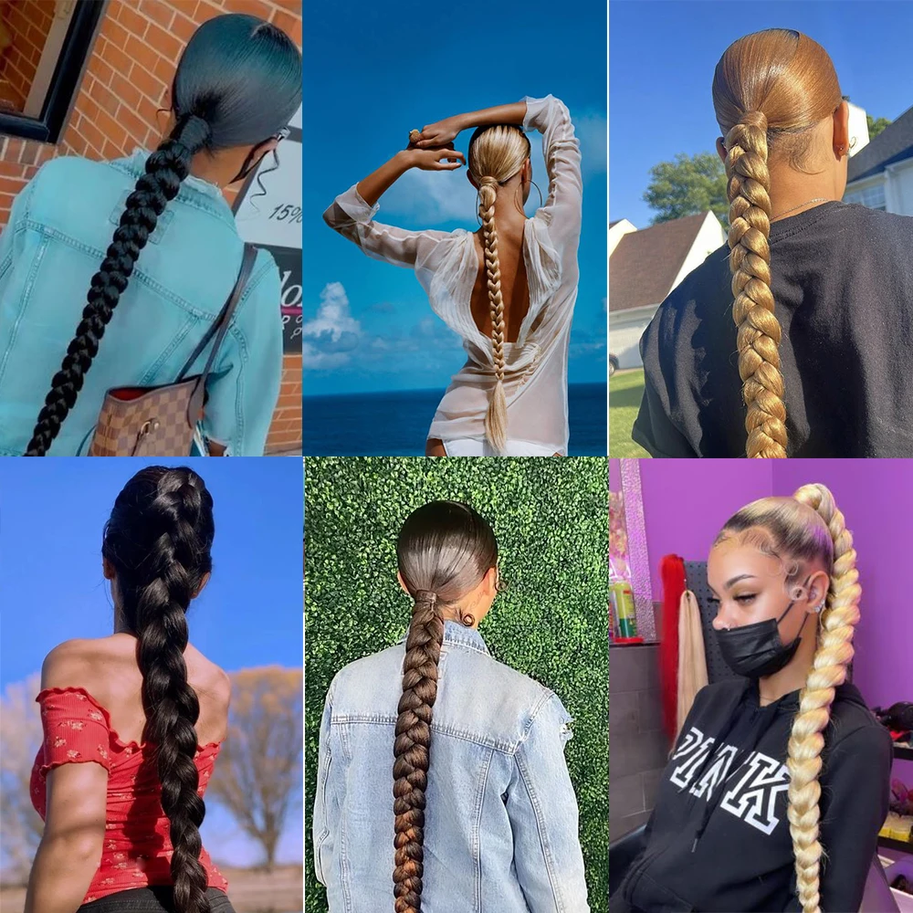 HAIRSTAR 34inch 2025 Long Straight Wrap Around Hair Extensions Ponytail Synthetic new Hair Piece DIY Braided Ponytail