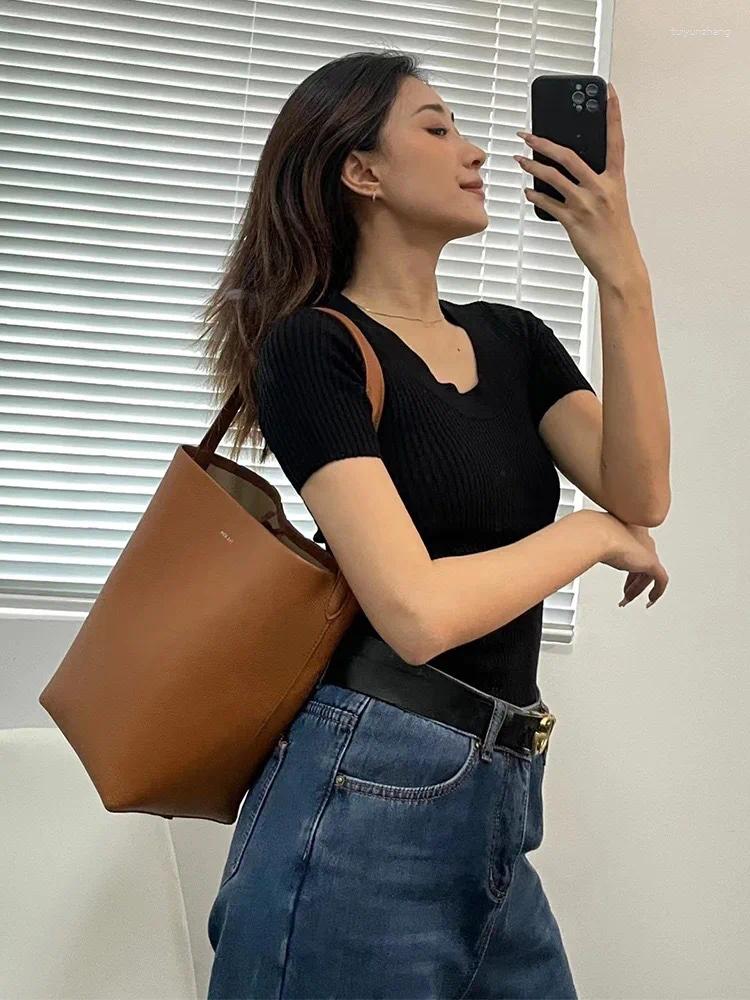 Evening Bags Totes 2024 Casual Women Shoulder Bag Leather Tote Handbag Female Shopping Soft Lady Commute High Capacity