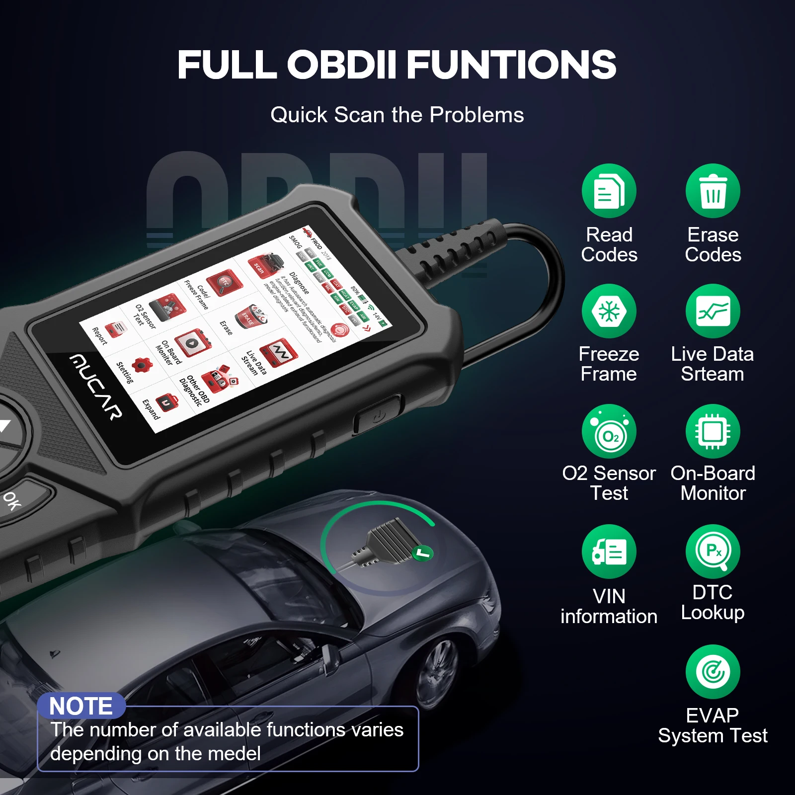 MUCAR CDE900 Obd2 Scanner 2+16G Auto Car Diagnostic Tools Automotive OBD Scanner Tool Code Reader 4" Touchscreen Free Update