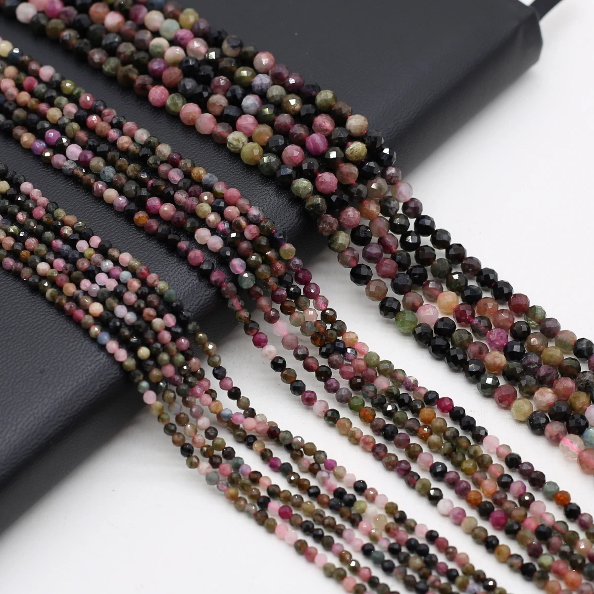 Natural Stone Beaded Faceted Round Colored Tourmaline Gemstone Loose Beads for Jewelry Making Diy Necklace Bracelet Accessories