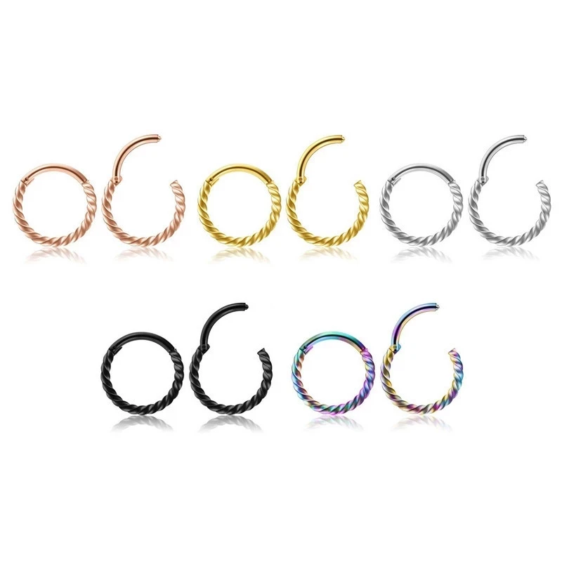 1 Piece 16G Surgical Steel Hinged Segment Clicker Ring Nose Septum Helix Cartilage Daith Twist Hoop Piercing Earring
