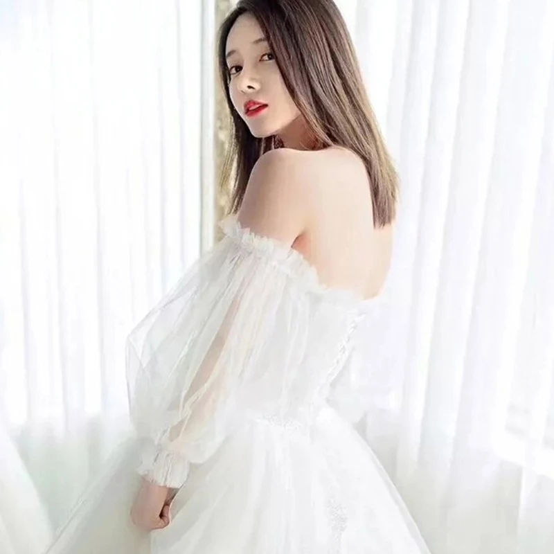 White Black Detachable Sleeves Wedding Arm Cover 2025 Decorate Skin-friendly new Long Sleeves Puff Sleeve Photoshoot for Woman