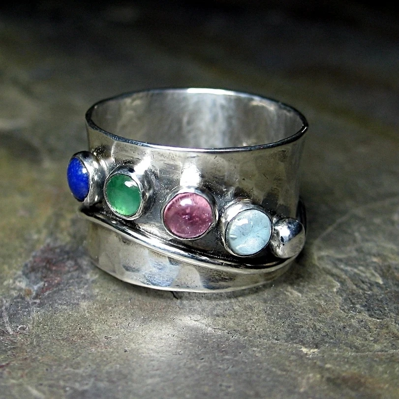 new Vintage Colorful Stone Rings for Women Gothic Chunky 2025 Knuckle Finger Ring Men's Punk Sier Color Party Retro Jewelry Gift