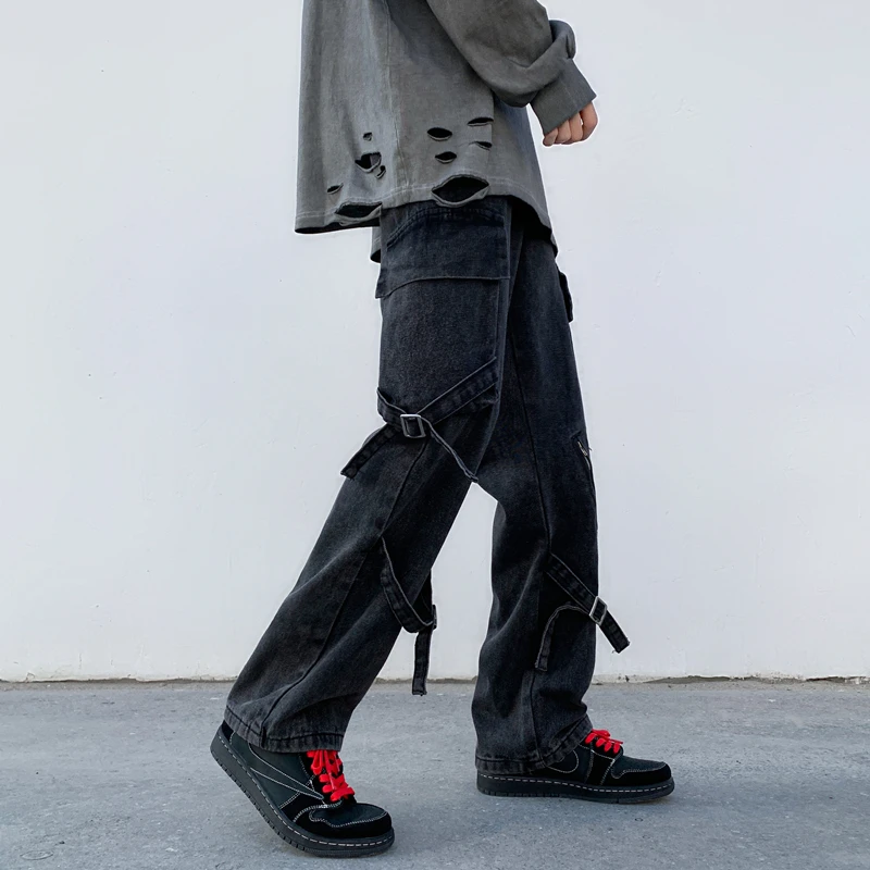 2024 New 2025 Men Jeans Wide Leg Denim Cargo jean pants Gothic new Straight Baggy hip hop Streetwear Skateboard Neutral denim Trousers