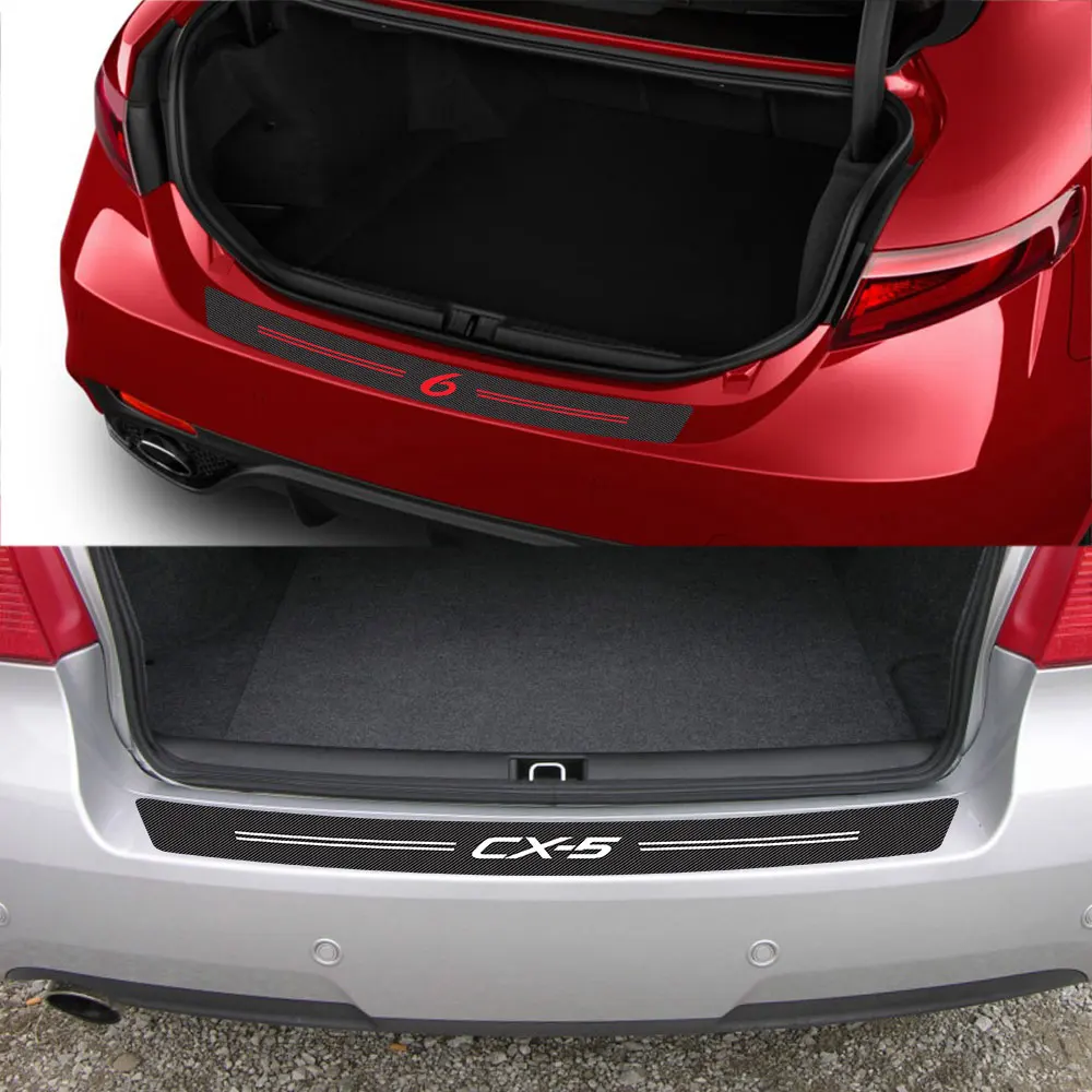 For Mazda Demio CX-5 CX-3 3 6 Axela Atenza MS MPS Car Rear Bumper Guard Plate Decals Auto Trunk Decor Stickers DIY Accessories