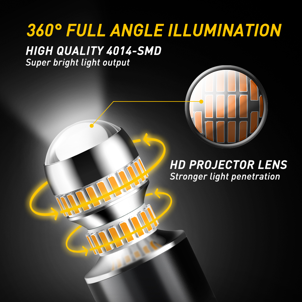AUXITO 2x T20 LED 7440 WY21W W21W Led Light Bulbs 7443 W21/5W 3156 3157 Led T25 Super Bright Yellow Car Turn Signal Light 12V