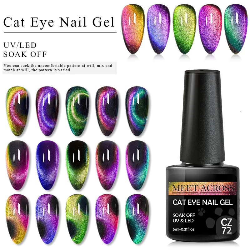 Cat Eyes Magnetic Nail Gel Polish Set With Magnetic Stick Spar Cat Starry Shining Chameleon Laser Cat Eye Hybrid Varnishes 240321