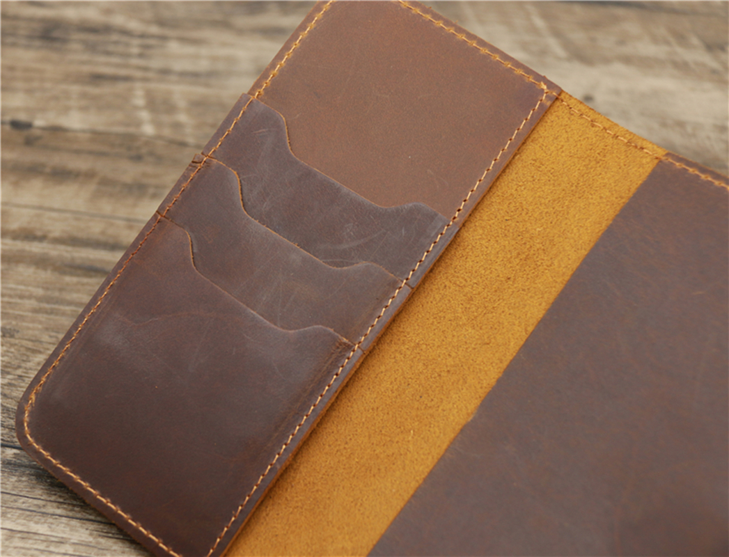 Retro Crazy Horse Leather Men's Wallet First Layer Leather Large Capacity Clutch Leather Long Wallet Handmade wallet