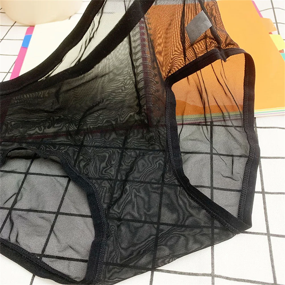 Plus Size Transparent Underwear Womens See Through Briefs Female Panties Sexy Solid Color Underpants Lingerie