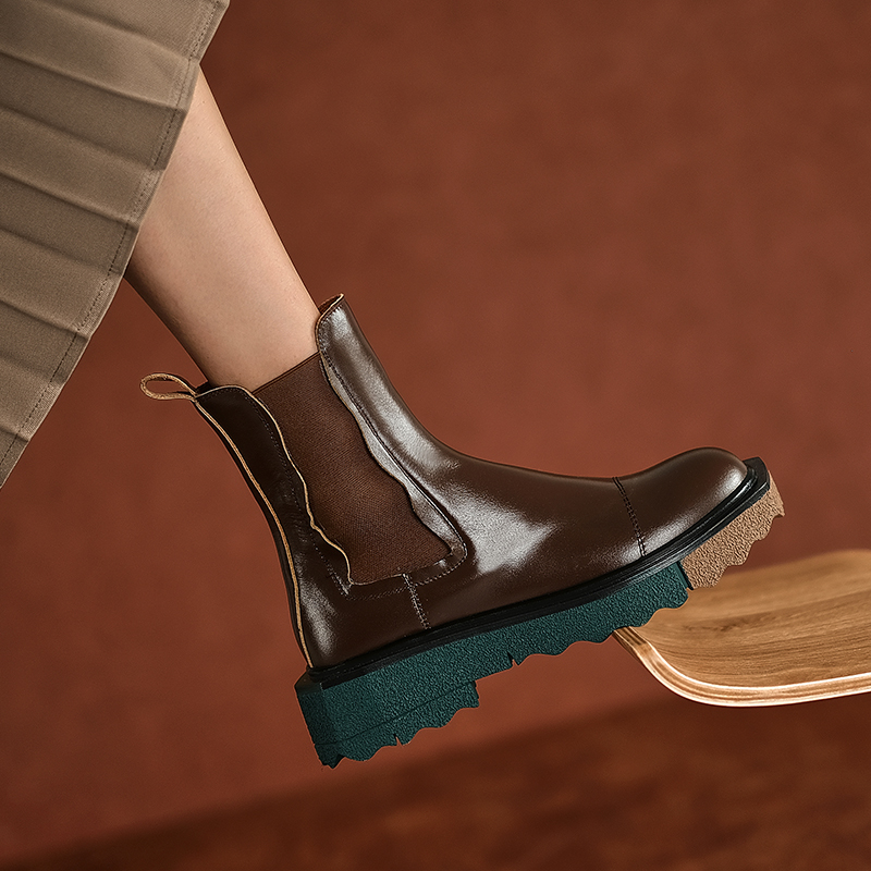 2024 Winter Shoes Genuine Leather Women Ankle atos De Mujer Flats Chunky Boots Platform shoes a135