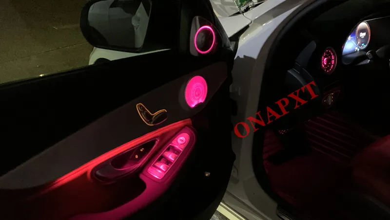 3/64 Color For Benz C W205 GLC X253 Coupe For AMG Car Dashboard Nozzle Air Vent Foot Lamp Door Speaker Tweeter Led Ambient Light