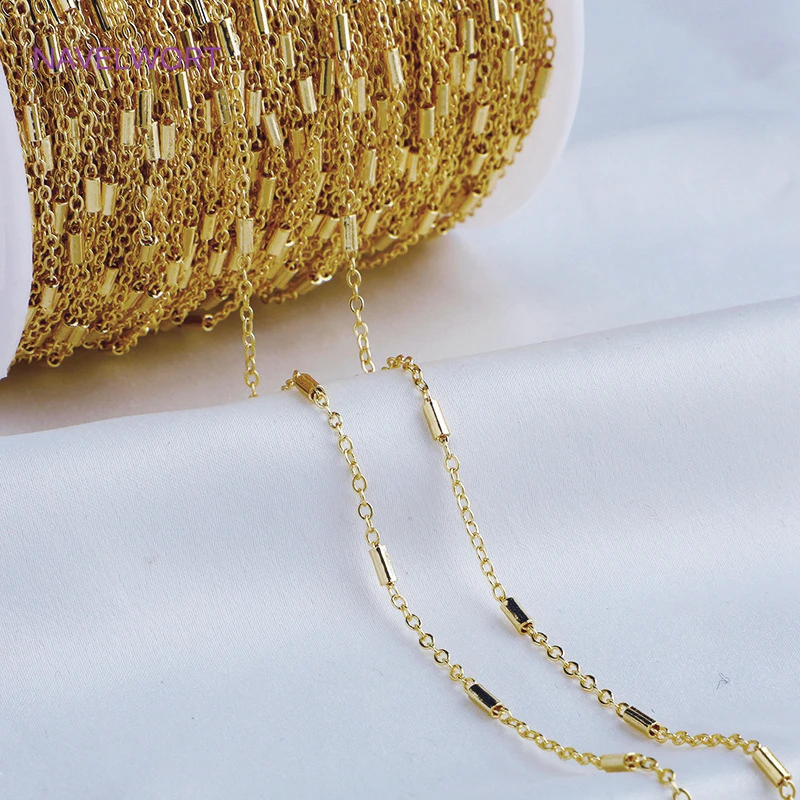 Wholesale Bulk Chains For Jewelry Making,14K Gold Plated Brass Metal Loose Chains DIY Handmade Jewellery Making Supplies