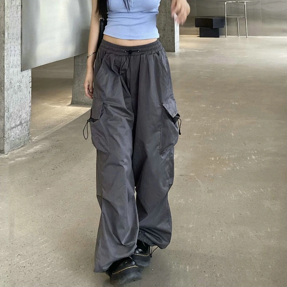 Streetwear Spring new Summer 2025 Baggy Cargo Pants Women Casual Big Pocket Sweatpants Korean Style Wide Leg Joggers For Women