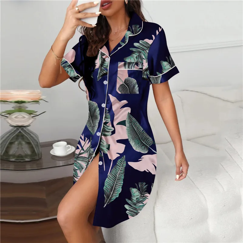 Womens Silk Satin Pamas Set Women new Shirt Skirt Sleepwear 2025 Pijama Women's Loungewear Pamas Suit Female Sleepwear