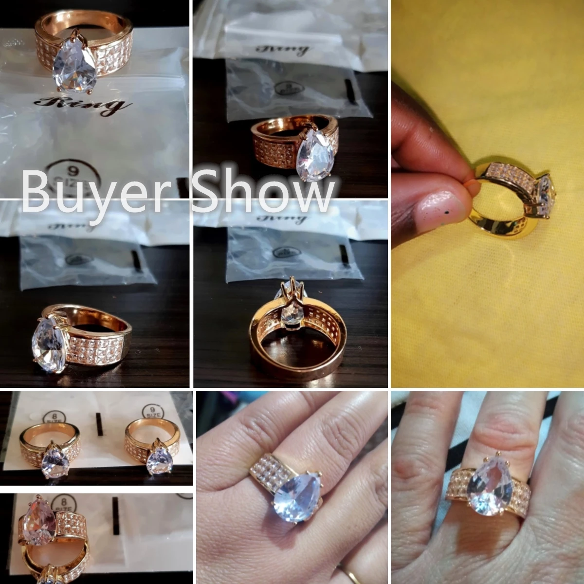 Huitan Classic Bridal Wedding Rings Inlaid Big Drop Shaped Cubic Zirconia Bling Bling Anniversary Love Gift Eternity Rings Women