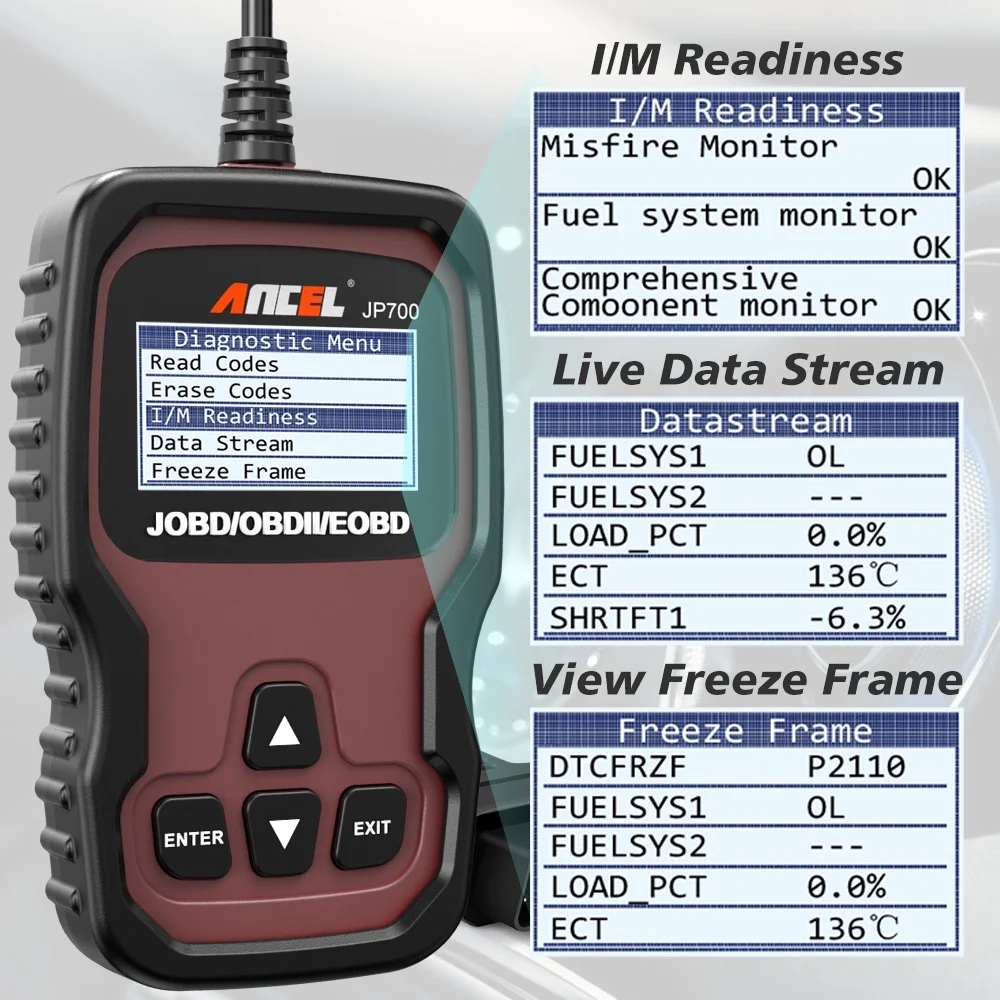 ANCEL JP700 OBD2 Automotive Scanner Engine Check Code Reader JOBD EOBD Car Diagnostic Tool for Toyota Nissan Honda Mitsubishi
