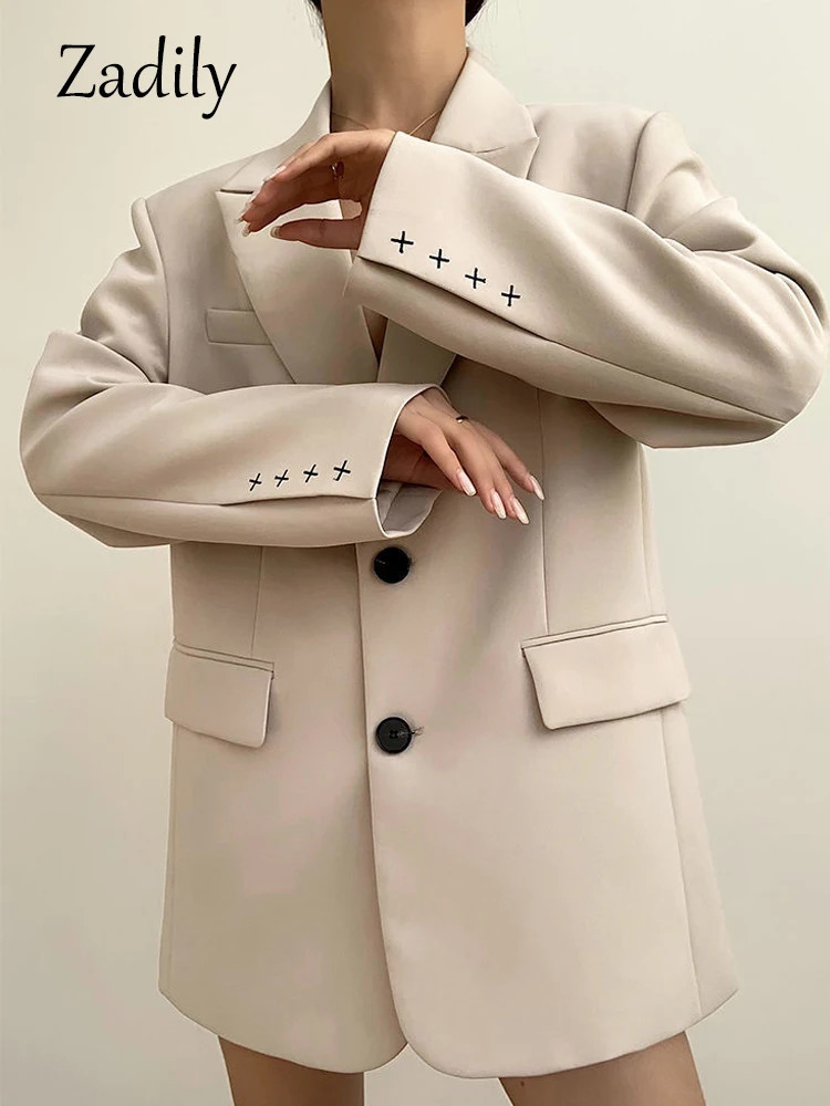 Zadily Autum Oversize Full Sleeve Long Women Blazer Office Lady Solid Work Suit Blazers Work Female Clothing Jackets Coat 240325